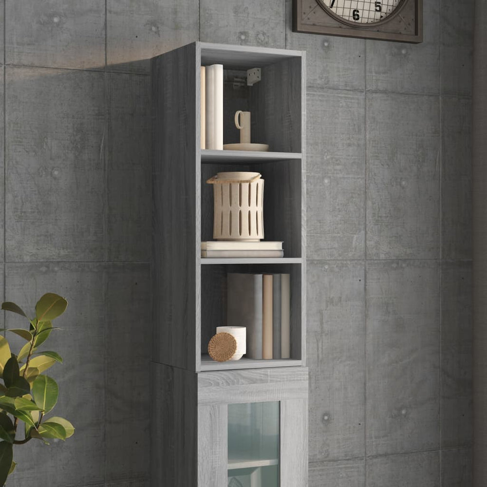 Wandkast 34,5x32,5x90 cm bewerkt hout grijs sonoma eikenkleurig MeubelReus