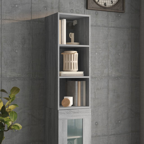 Wandkast 34,5x32,5x90 cm bewerkt hout grijs sonoma eikenkleurig MeubelReus