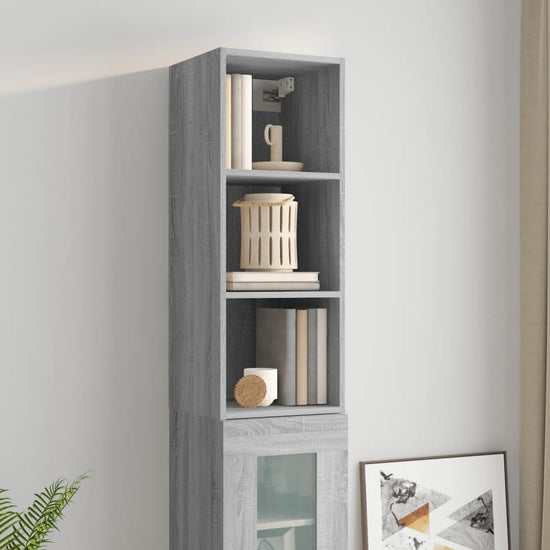 Wandkast 34,5x32,5x90 cm bewerkt hout grijs sonoma eikenkleurig MeubelReus