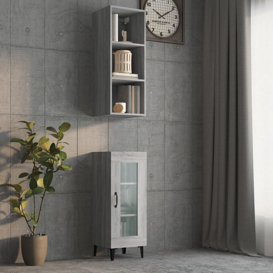 Wandkast 34,5x32,5x90 cm bewerkt hout grijs sonoma eikenkleurig MeubelReus