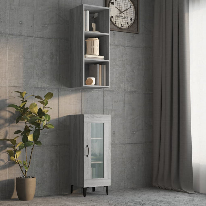 Wandkast 34,5x32,5x90 cm bewerkt hout grijs sonoma eikenkleurig MeubelReus