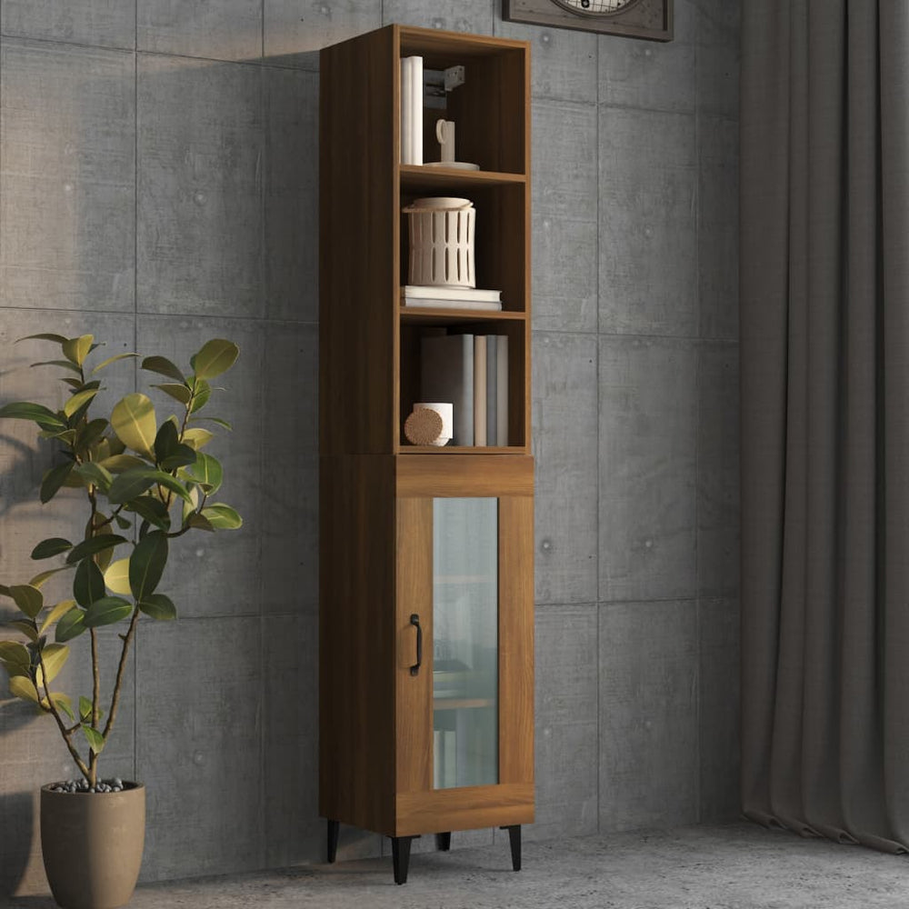Wandkast 34,5x32,5x90 cm bewerkt hout bruin eikenkleur MeubelReus