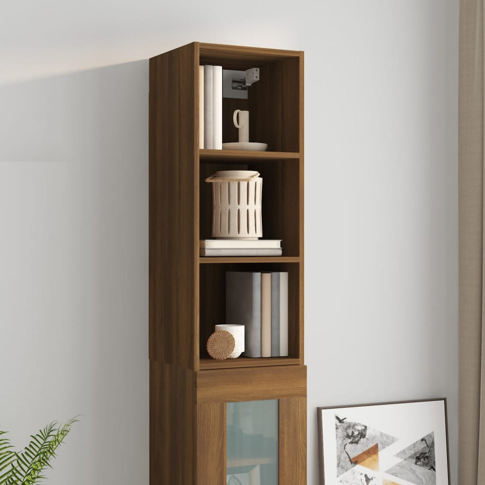 Wandkast 34,5x32,5x90 cm bewerkt hout bruin eikenkleur MeubelReus