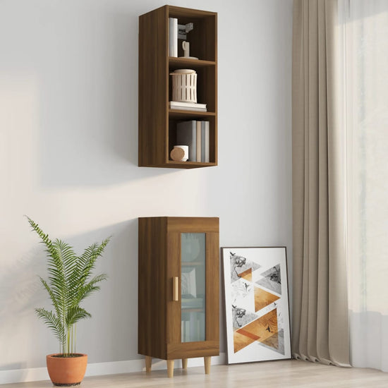 Wandkast 34,5x32,5x90 cm bewerkt hout bruin eikenkleur MeubelReus