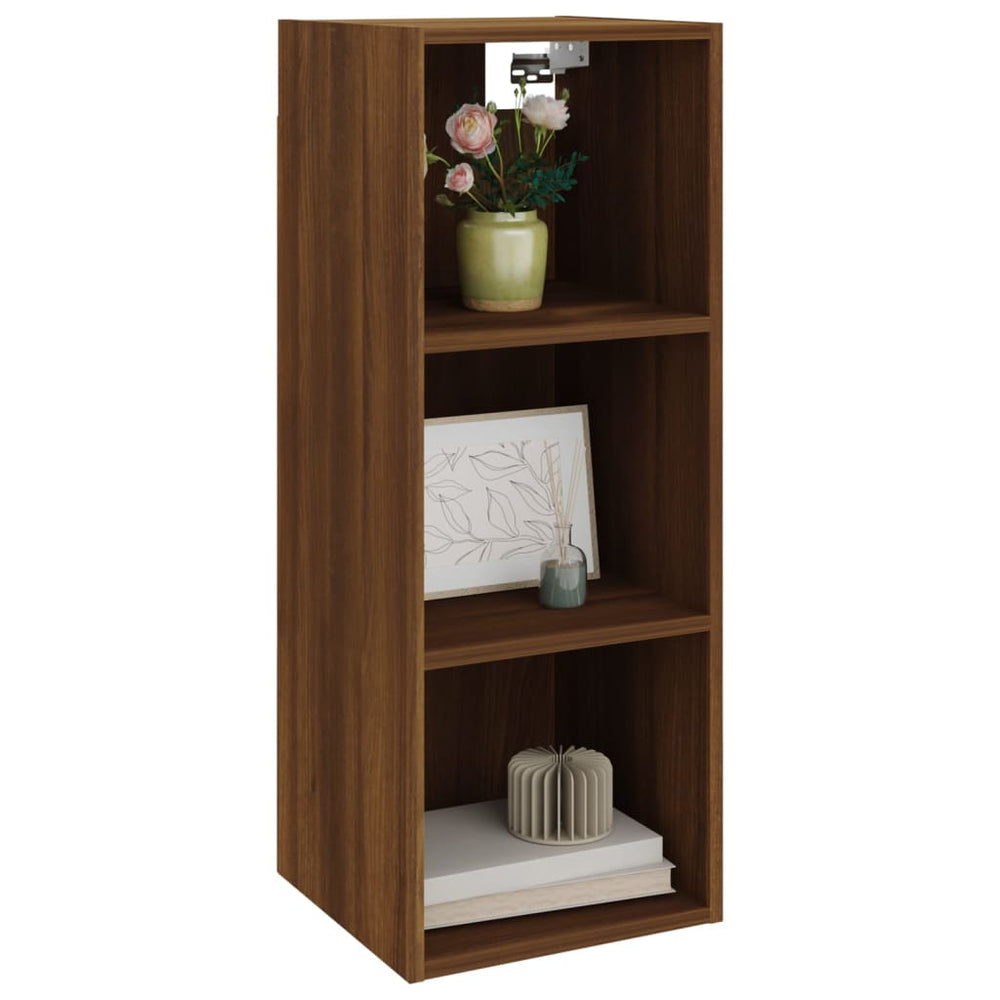 Wandkast 34,5x32,5x90 cm bewerkt hout bruin eikenkleur MeubelReus