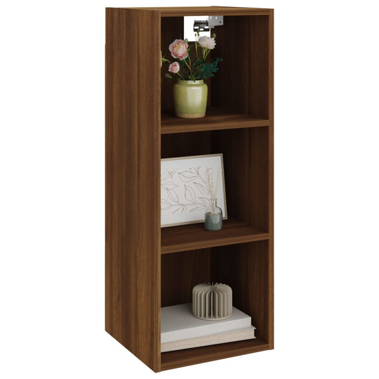 Wandkast 34,5x32,5x90 cm bewerkt hout bruin eikenkleur MeubelReus