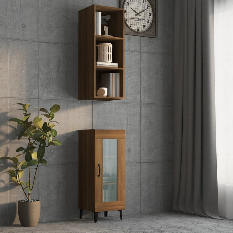 Wandkast 34,5x32,5x90 cm bewerkt hout bruin eikenkleur MeubelReus