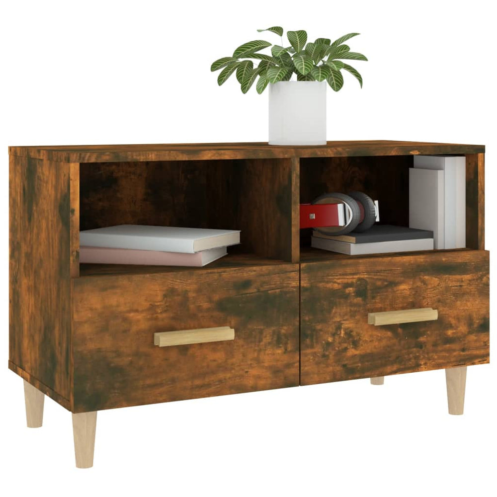 Tv-meubel 80x36x50 cm bewerkt hout gerookt eikenkleurig MeubelReus