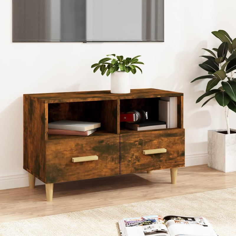 Tv-meubel 80x36x50 cm bewerkt hout gerookt eikenkleurig MeubelReus