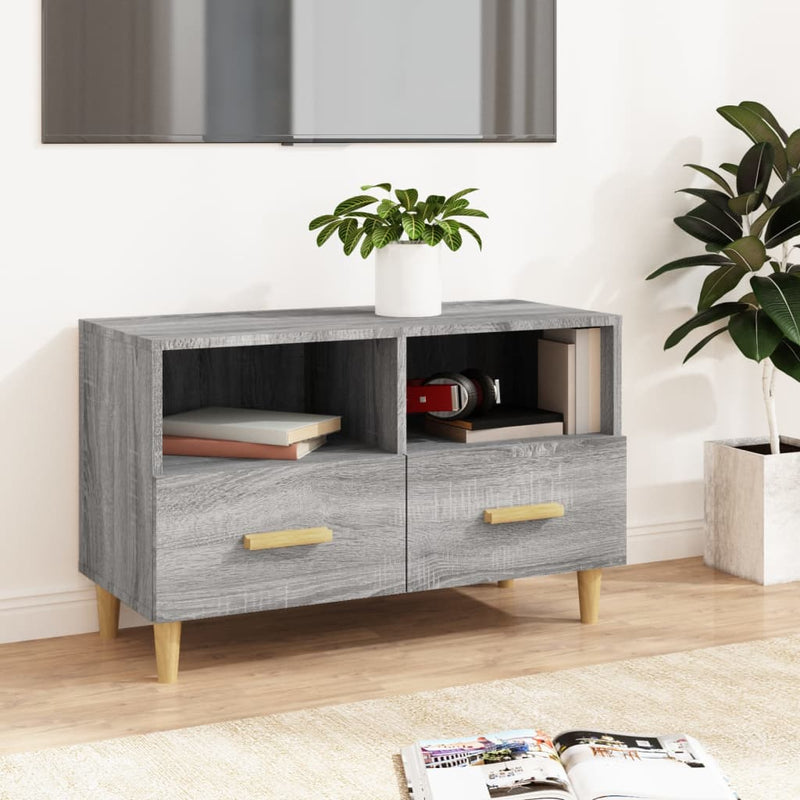 Tv-meubel 80x36x50 cm bewerkt hout grijs sonoma eikenkleurig MeubelReus