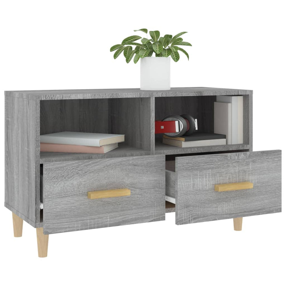 Tv-meubel 80x36x50 cm bewerkt hout grijs sonoma eikenkleurig MeubelReus