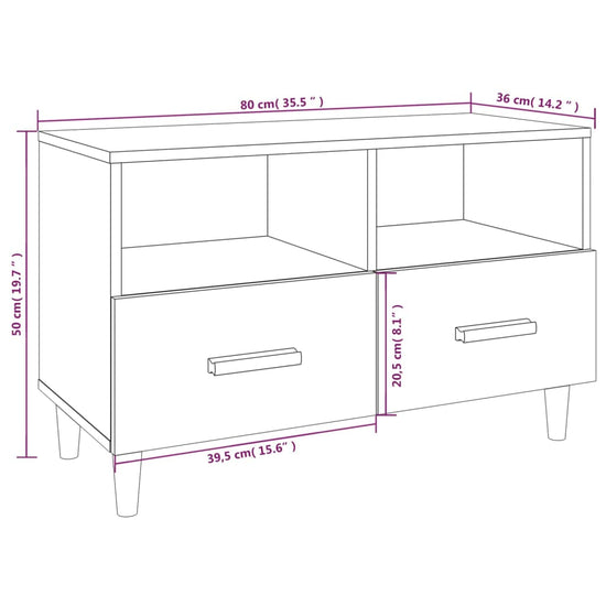 Tv-meubel 80x36x50 cm bewerkt hout grijs sonoma eikenkleurig MeubelReus