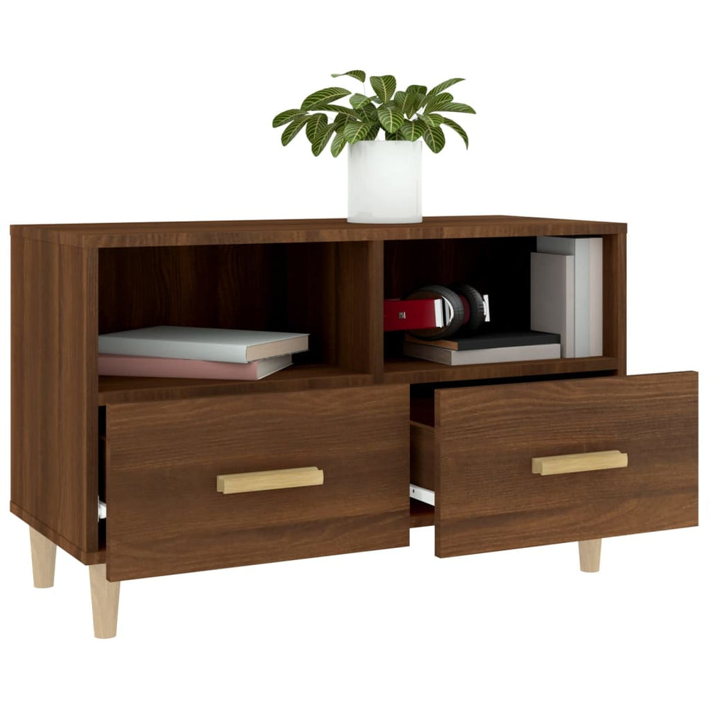 Tv-meubel 80x36x50 cm bewerkt hout bruin eikenkleur MeubelReus