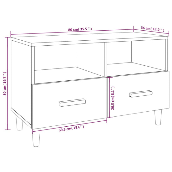 Tv-meubel 80x36x50 cm bewerkt hout bruin eikenkleur MeubelReus
