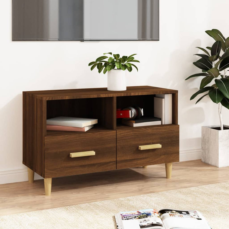 Tv-meubel 80x36x50 cm bewerkt hout bruin eikenkleur MeubelReus