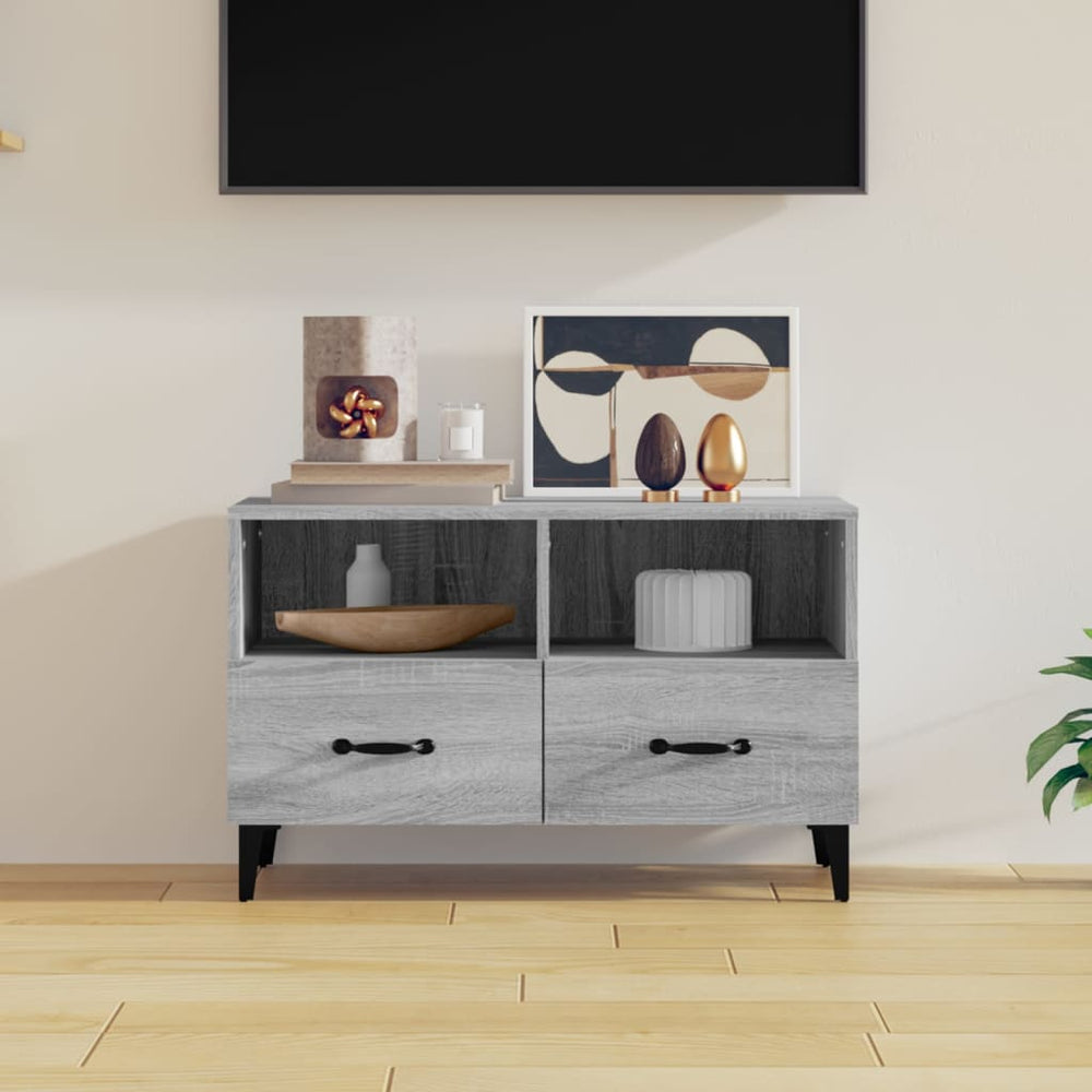 Tv-meubel 80x36x50 cm bewerkt hout grijs sonoma eikenkleurig MeubelReus