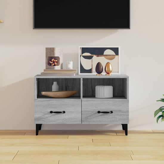 Tv-meubel 80x36x50 cm bewerkt hout grijs sonoma eikenkleurig MeubelReus