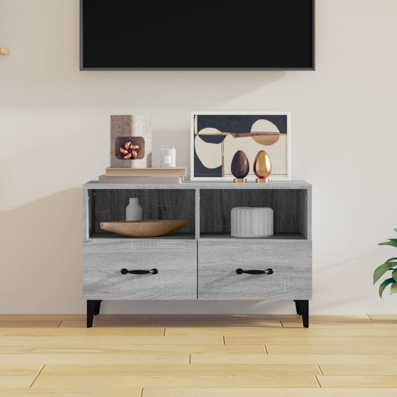 Tv-meubel 80x36x50 cm bewerkt hout grijs sonoma eikenkleurig MeubelReus