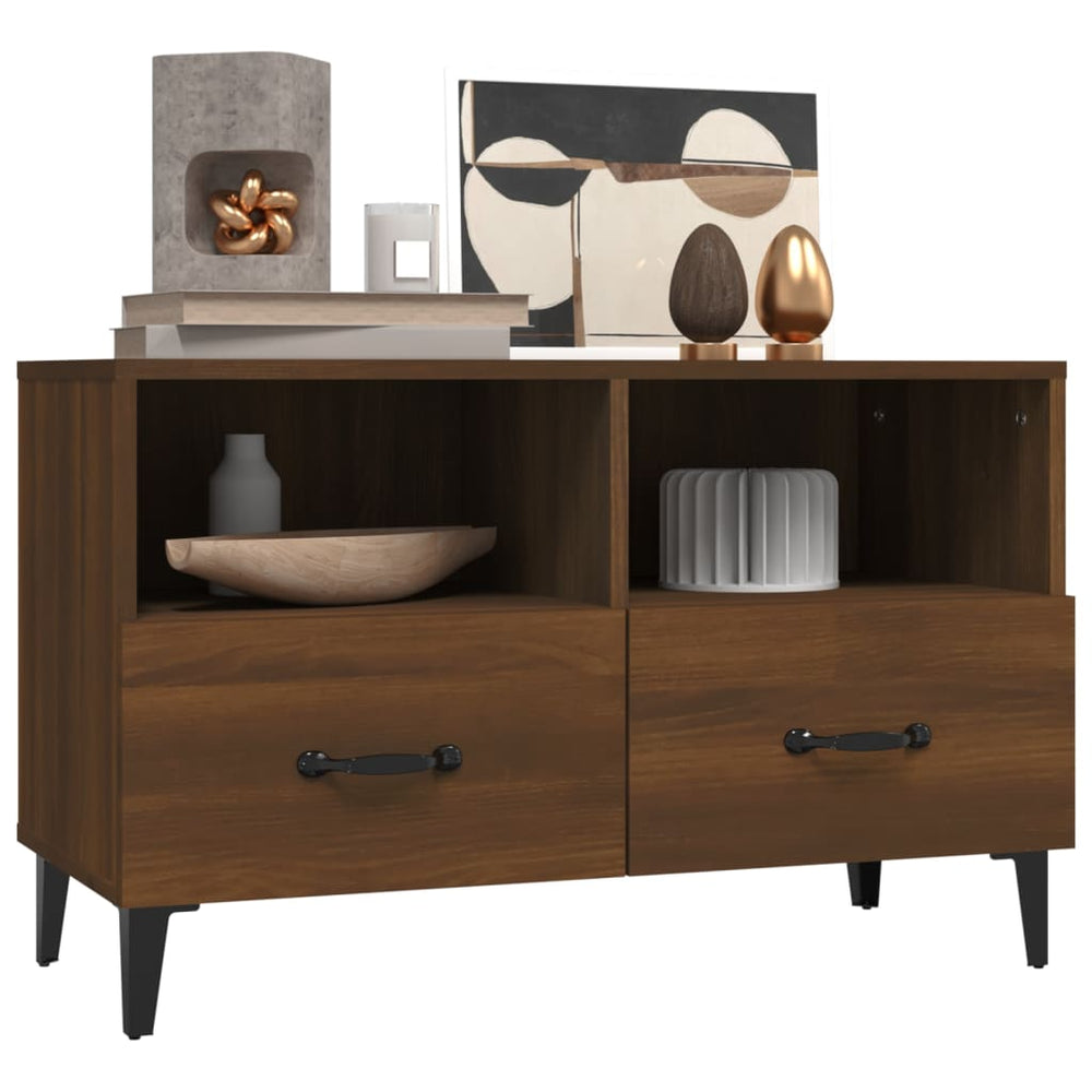 Tv-meubel 80x36x50 cm bewerkt hout bruin eikenkleur MeubelReus