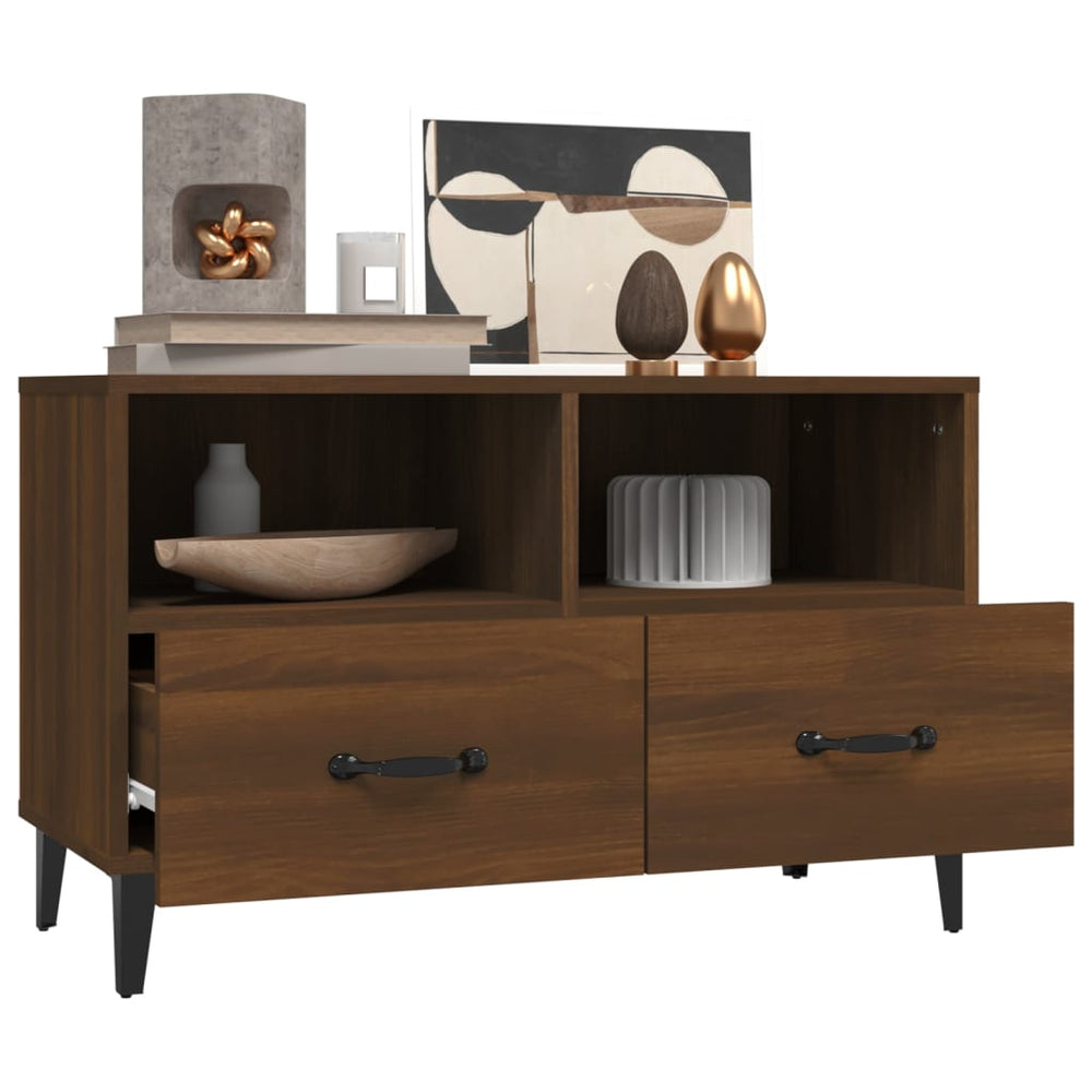 Tv-meubel 80x36x50 cm bewerkt hout bruin eikenkleur MeubelReus