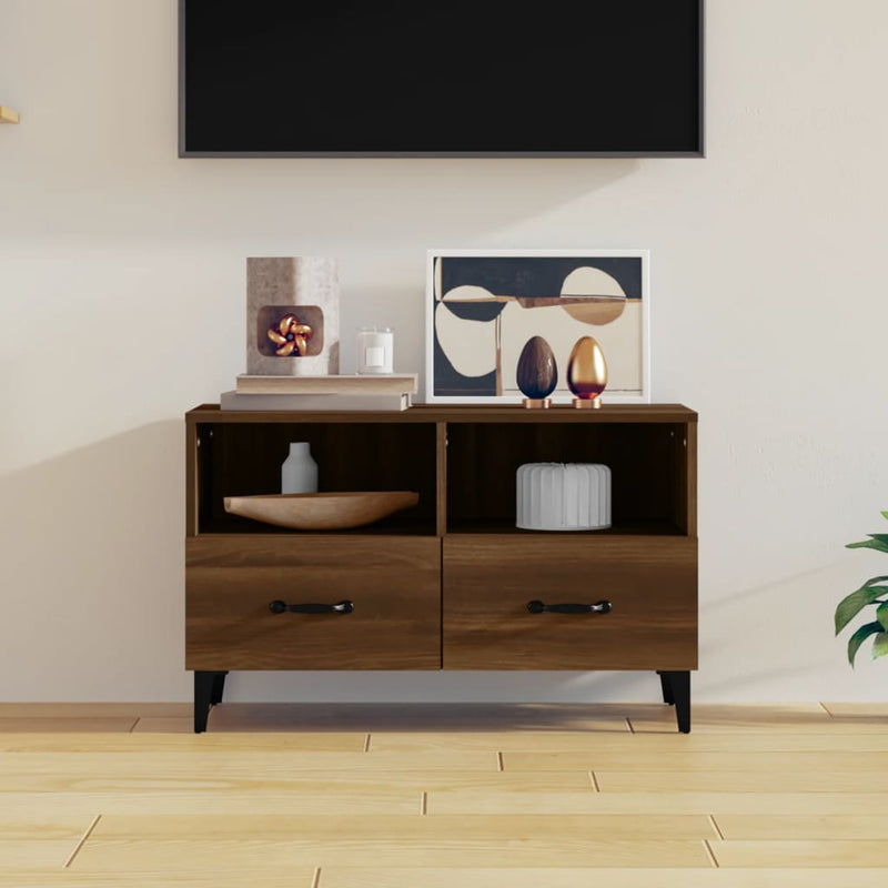 Tv-meubel 80x36x50 cm bewerkt hout bruin eikenkleur MeubelReus