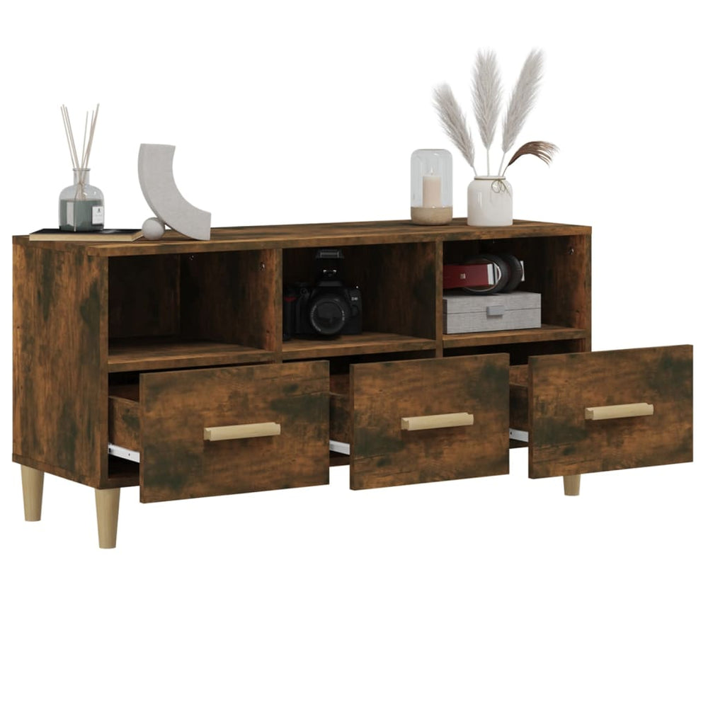 Tv-meubel 102x36x50 cm bewerkt hout gerookt eikenkleurig MeubelReus