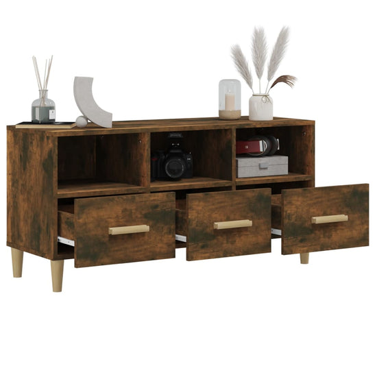 Tv-meubel 102x36x50 cm bewerkt hout gerookt eikenkleurig MeubelReus
