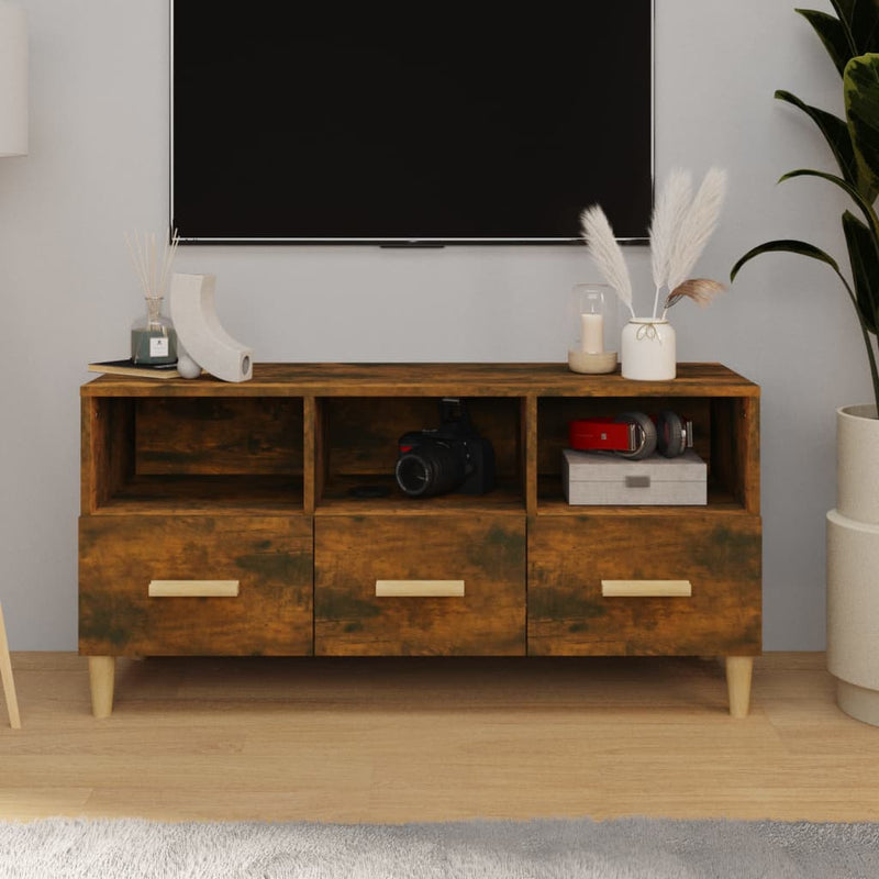 Tv-meubel 102x36x50 cm bewerkt hout gerookt eikenkleurig MeubelReus