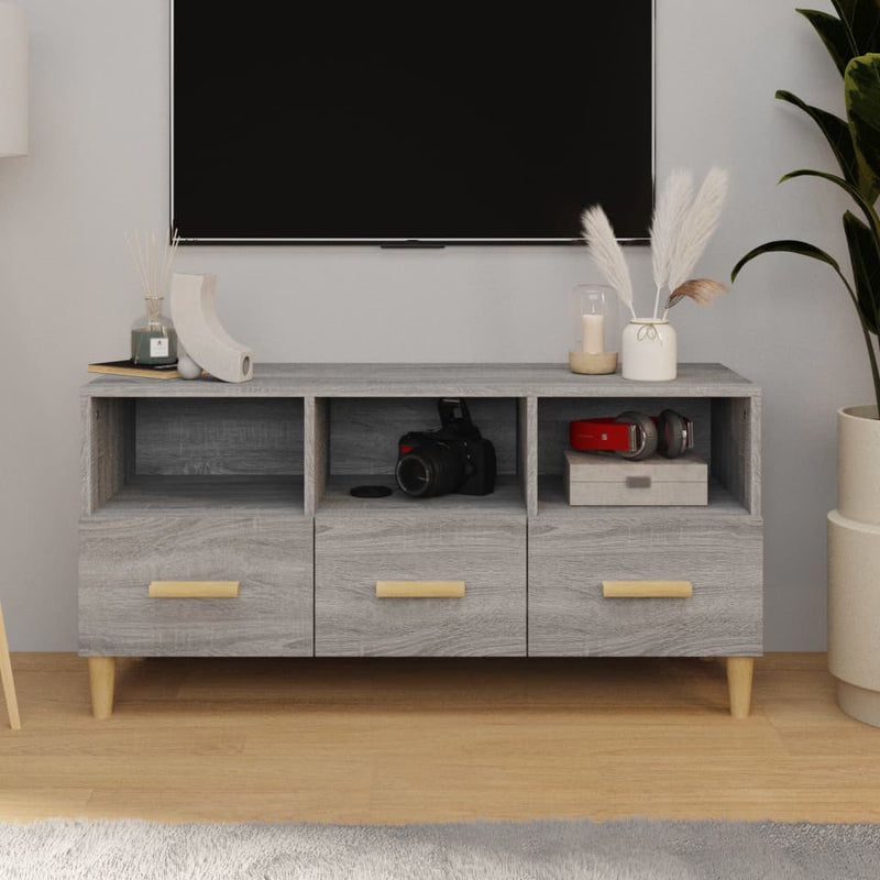 Tv-meubel 102x36x50 cm bewerkt hout grijs sonoma eikenkleurig MeubelReus