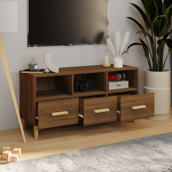 Tv-meubel 102x36x50 cm bewerkt hout bruin eikenkleur MeubelReus