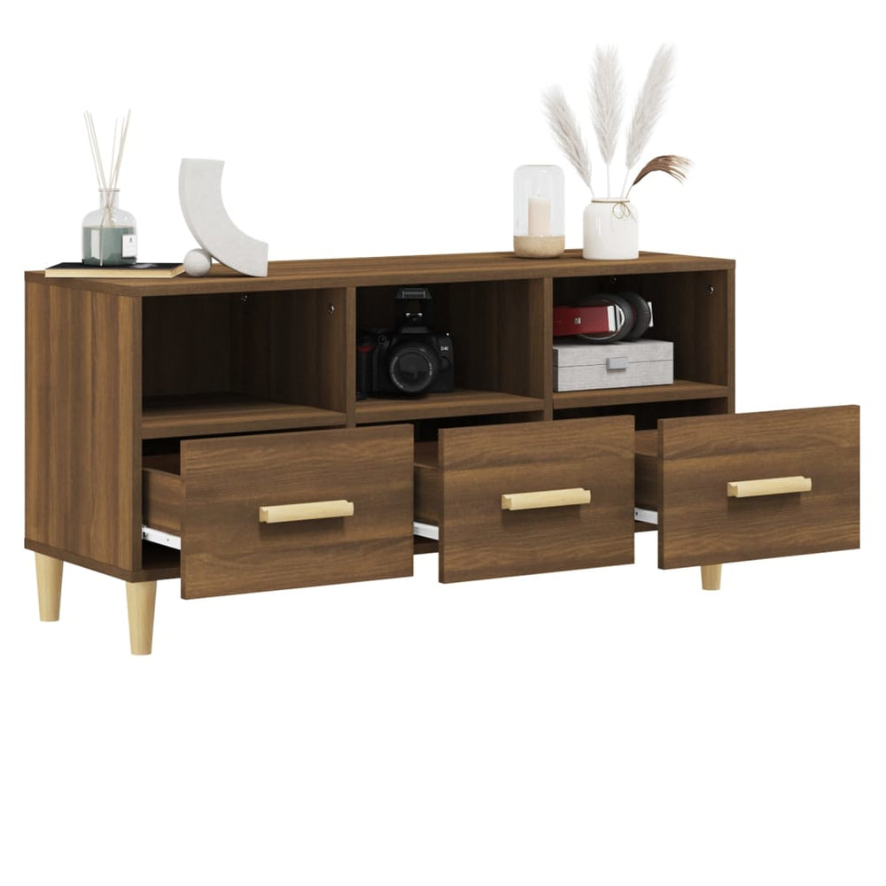 Tv-meubel 102x36x50 cm bewerkt hout bruin eikenkleur MeubelReus