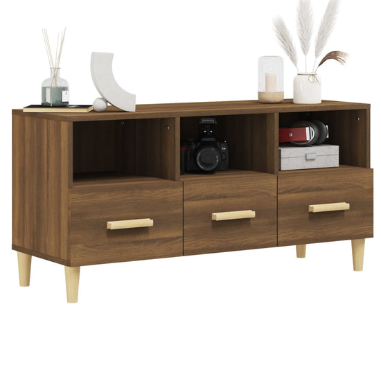 Tv-meubel 102x36x50 cm bewerkt hout bruin eikenkleur MeubelReus