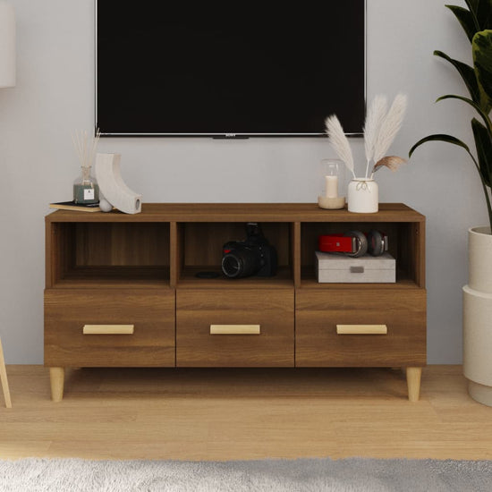 Tv-meubel 102x36x50 cm bewerkt hout bruin eikenkleur MeubelReus