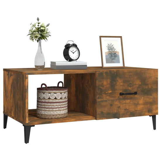 Salontafel 90x50x40 cm bewerkt hout gerookt eikenkleurig MeubelReus