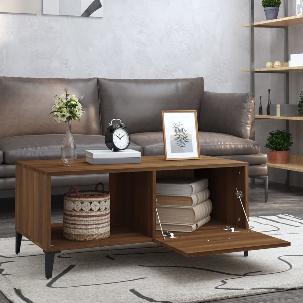 Salontafel 90x50x40 cm bewerkt hout bruin eikenkleur MeubelReus