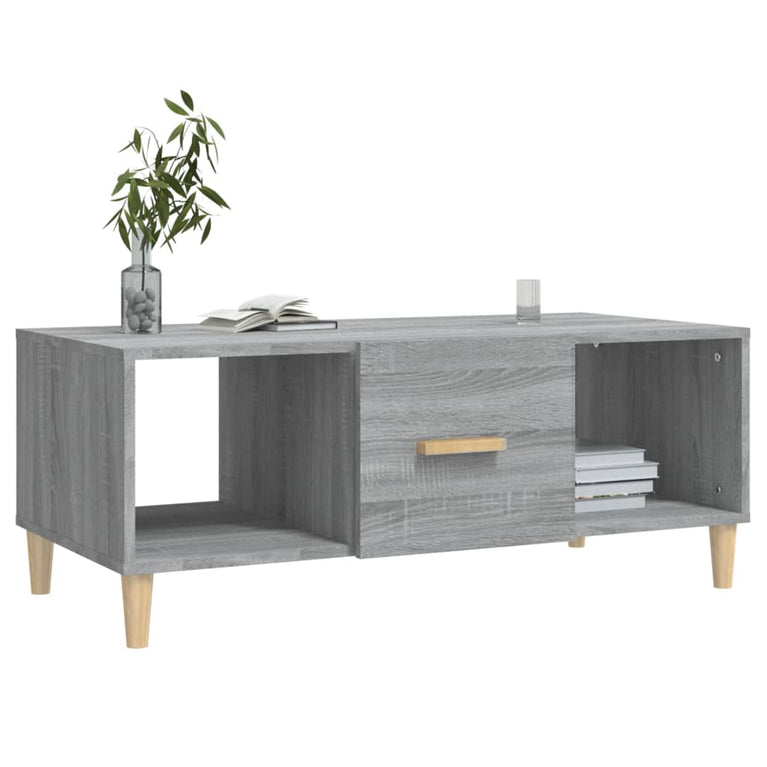 Salontafel 102x50x40 cm bewerkt hout grijs sonoma eikenkleurig MeubelReus