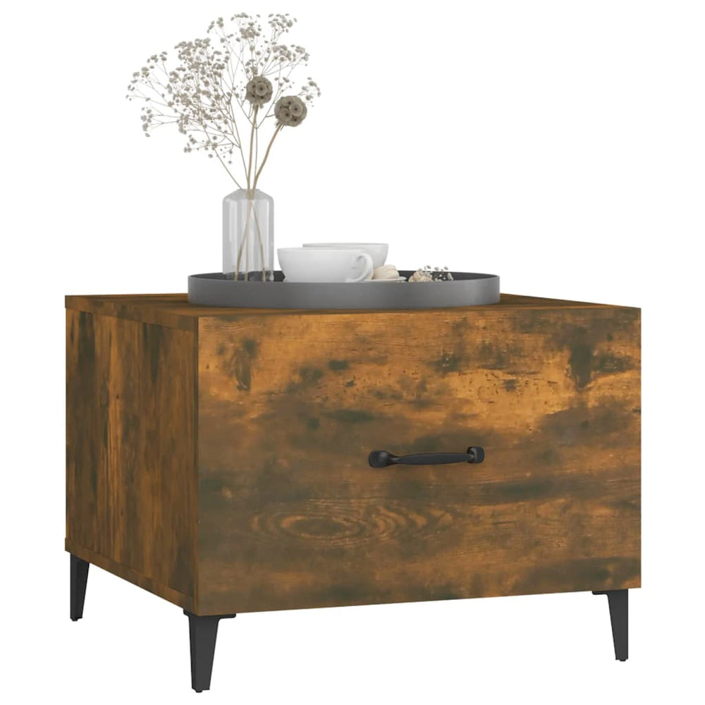 Salontafels 2 st met metalen poten 50x50x40 cm gerookt eiken MeubelReus