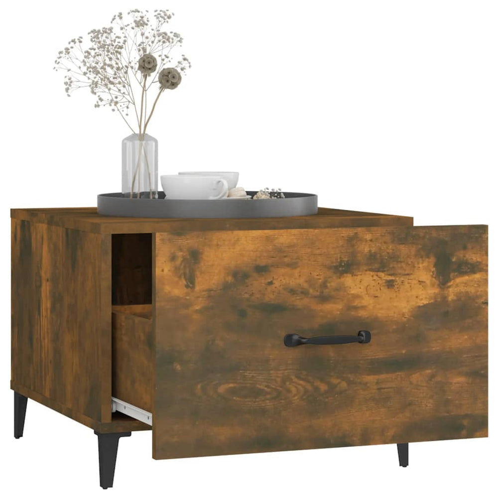 Salontafels 2 st met metalen poten 50x50x40 cm gerookt eiken MeubelReus