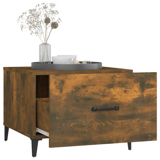 Salontafels 2 st met metalen poten 50x50x40 cm gerookt eiken MeubelReus