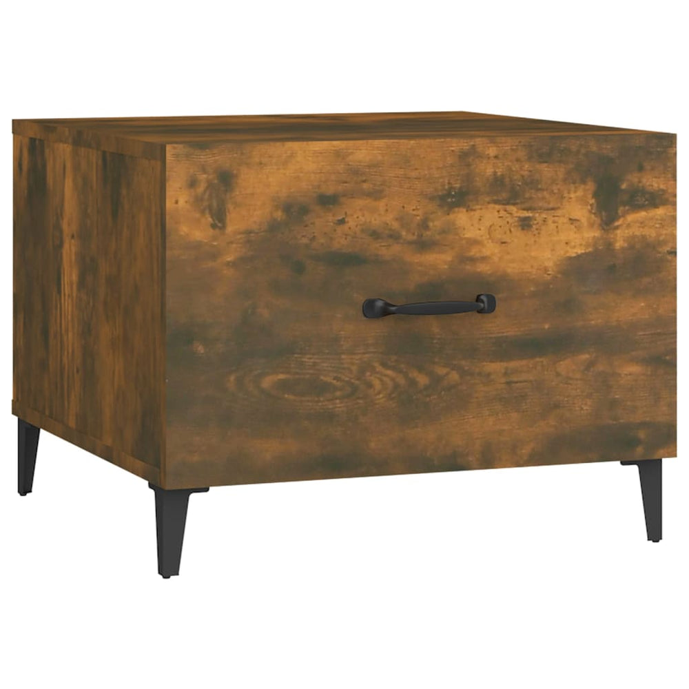 Salontafels 2 st met metalen poten 50x50x40 cm gerookt eiken MeubelReus