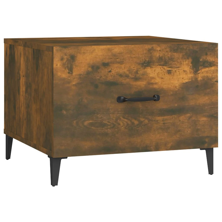 Salontafels 2 st met metalen poten 50x50x40 cm gerookt eiken MeubelReus