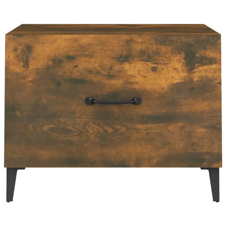 Salontafels 2 st met metalen poten 50x50x40 cm gerookt eiken MeubelReus