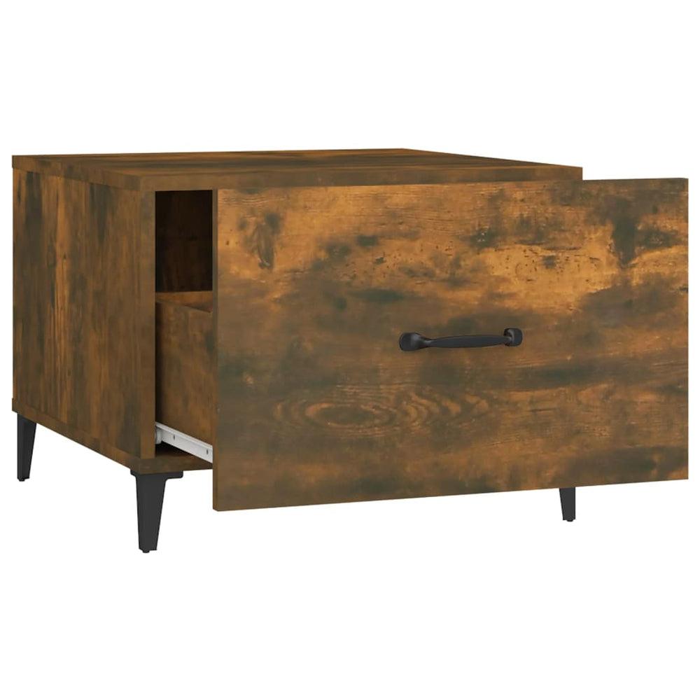 Salontafels 2 st met metalen poten 50x50x40 cm gerookt eiken MeubelReus
