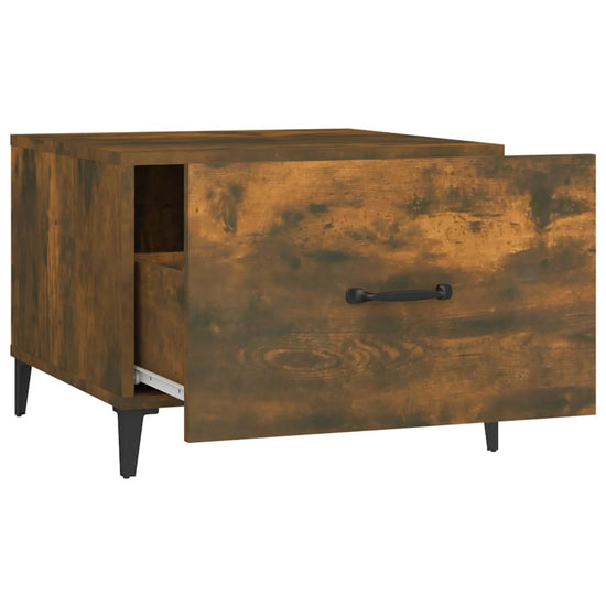 Salontafels 2 st met metalen poten 50x50x40 cm gerookt eiken MeubelReus