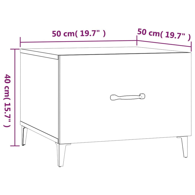 Salontafels 2 st met metalen poten 50x50x40 cm gerookt eiken MeubelReus