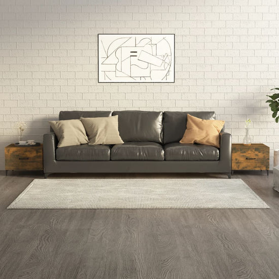 Salontafels 2 st met metalen poten 50x50x40 cm gerookt eiken MeubelReus