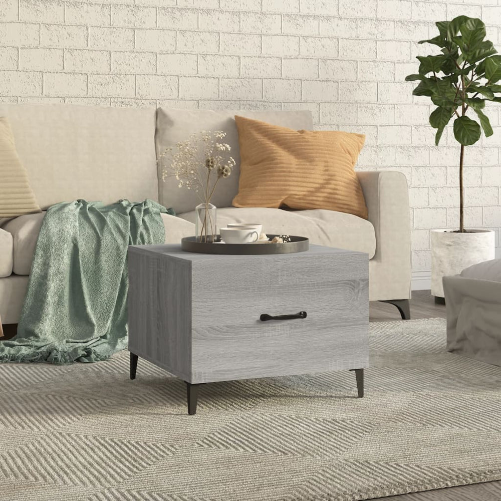 Salontafel met metalen poten 50x50x40 cm grijs sonoma eiken MeubelReus