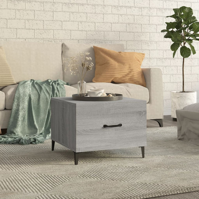 Salontafel met metalen poten 50x50x40 cm grijs sonoma eiken MeubelReus