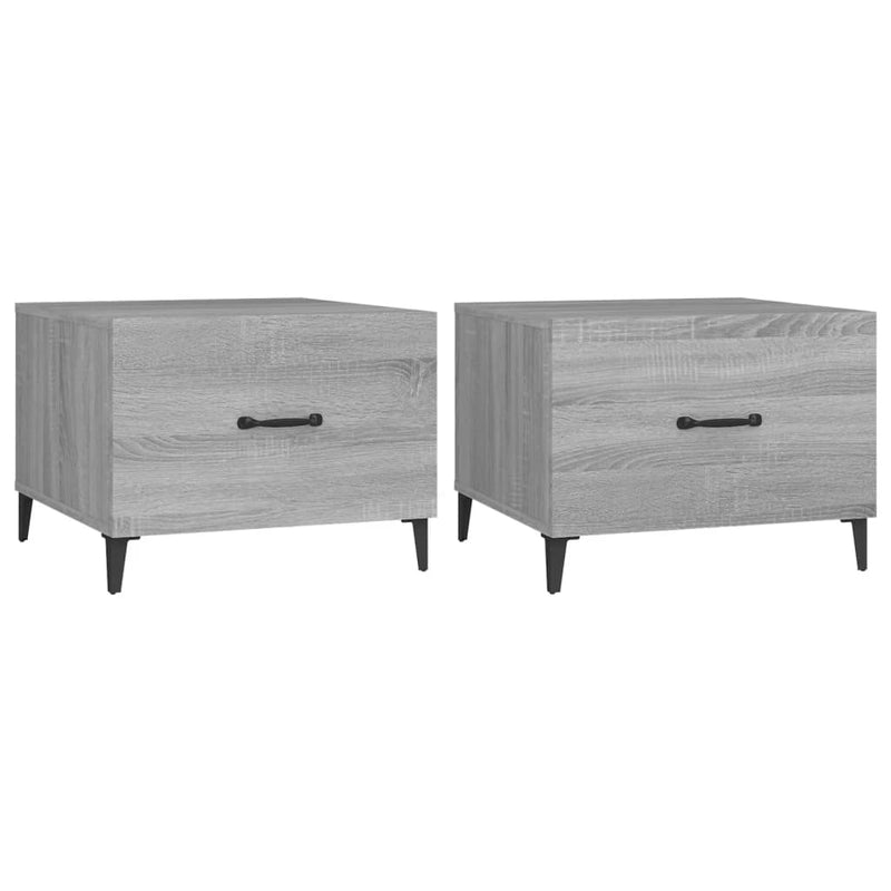 Salontafels 2 st met metalen poten 50x50x40 cm grijs sonoma MeubelReus