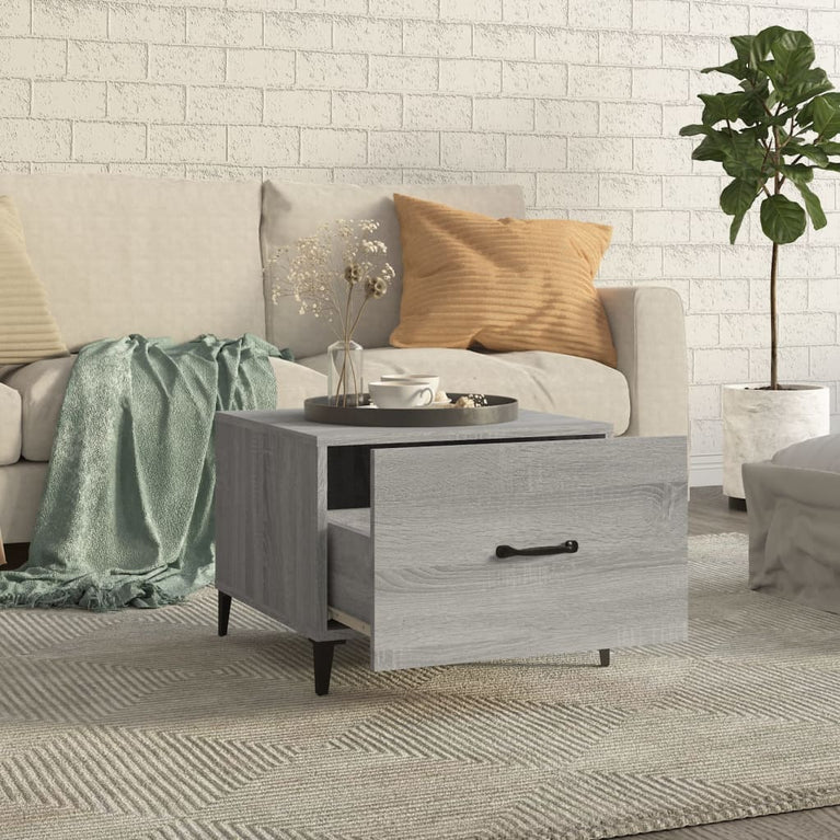 Salontafels 2 st met metalen poten 50x50x40 cm grijs sonoma MeubelReus
